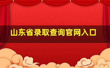 山东省录取查询官网入口