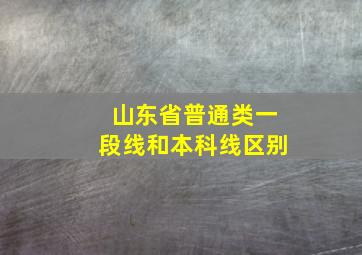 山东省普通类一段线和本科线区别