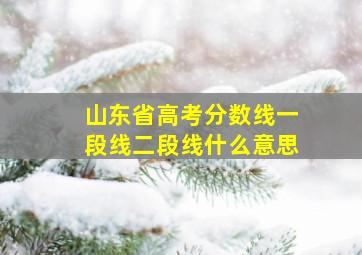 山东省高考分数线一段线二段线什么意思