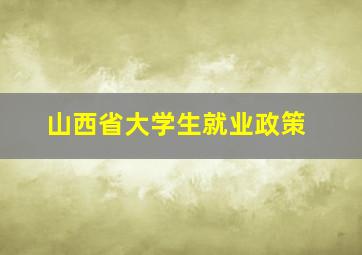 山西省大学生就业政策