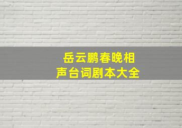 岳云鹏春晚相声台词剧本大全