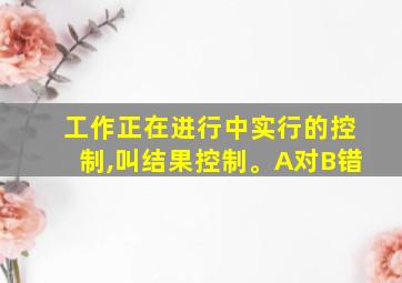 工作正在进行中实行的控制,叫结果控制。A对B错