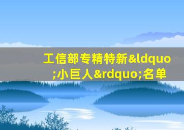 工信部专精特新“小巨人”名单