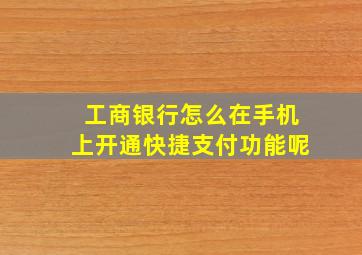 工商银行怎么在手机上开通快捷支付功能呢