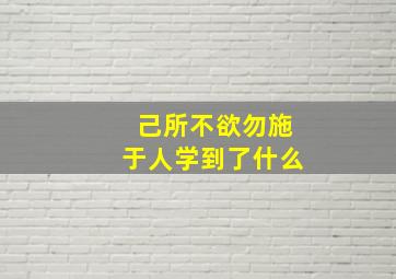 己所不欲勿施于人学到了什么