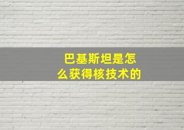 巴基斯坦是怎么获得核技术的