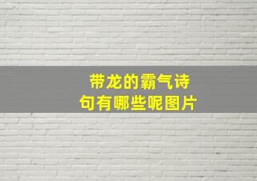 带龙的霸气诗句有哪些呢图片