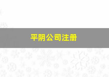 平阴公司注册