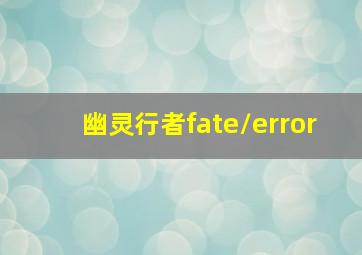 幽灵行者fate/error