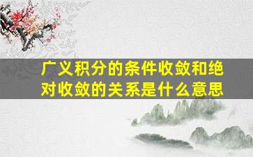 广义积分的条件收敛和绝对收敛的关系是什么意思