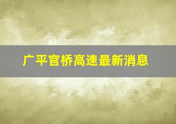 广平官桥高速最新消息