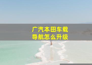 广汽本田车载导航怎么升级