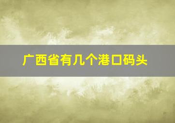 广西省有几个港口码头