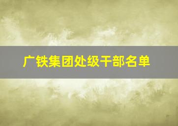 广铁集团处级干部名单