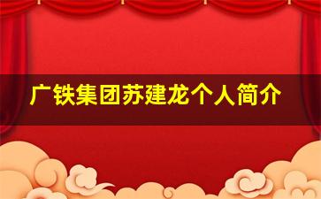 广铁集团苏建龙个人简介