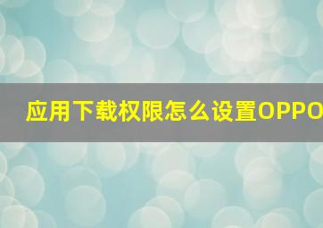 应用下载权限怎么设置OPPO