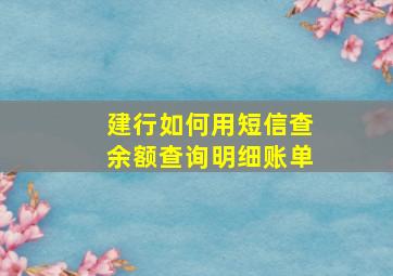 建行如何用短信查余额查询明细账单