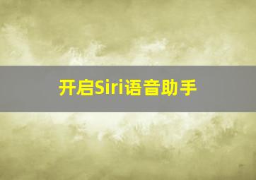 开启Siri语音助手