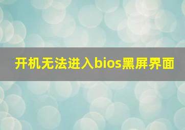 开机无法进入bios黑屏界面