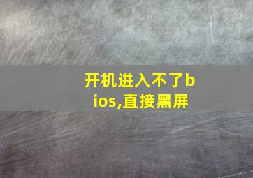 开机进入不了bios,直接黑屏