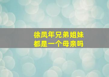 徐凤年兄弟姐妹都是一个母亲吗