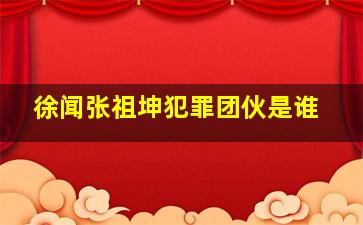 徐闻张祖坤犯罪团伙是谁