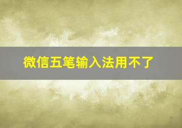 微信五笔输入法用不了