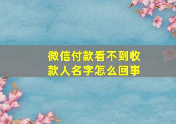 微信付款看不到收款人名字怎么回事