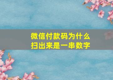 微信付款码为什么扫出来是一串数字