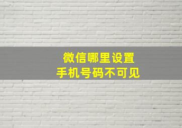 微信哪里设置手机号码不可见