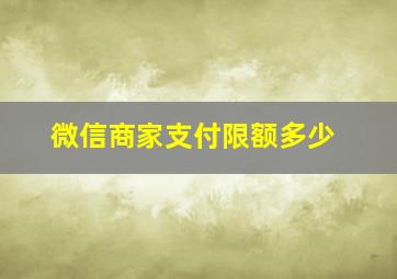 微信商家支付限额多少