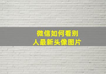 微信如何看别人最新头像图片