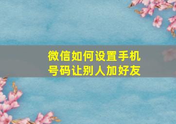 微信如何设置手机号码让别人加好友