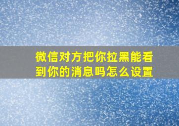 微信对方把你拉黑能看到你的消息吗怎么设置