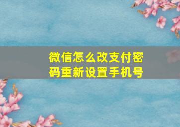 微信怎么改支付密码重新设置手机号