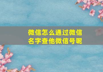 微信怎么通过微信名字查他微信号呢