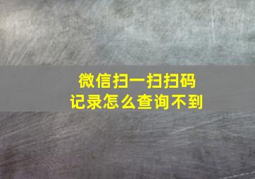 微信扫一扫扫码记录怎么查询不到