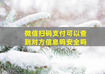 微信扫码支付可以查到对方信息吗安全吗