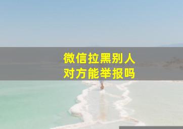 微信拉黑别人对方能举报吗