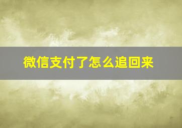 微信支付了怎么追回来