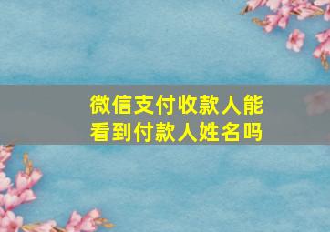 微信支付收款人能看到付款人姓名吗