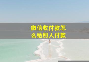 微信收付款怎么给别人付款