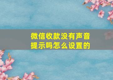 微信收款没有声音提示吗怎么设置的