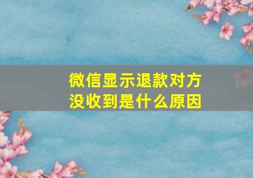 微信显示退款对方没收到是什么原因