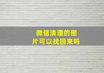 微信清理的图片可以找回来吗