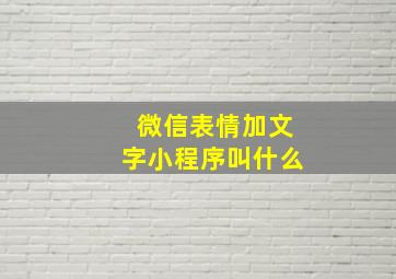 微信表情加文字小程序叫什么