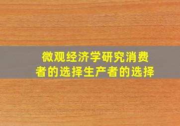 微观经济学研究消费者的选择生产者的选择