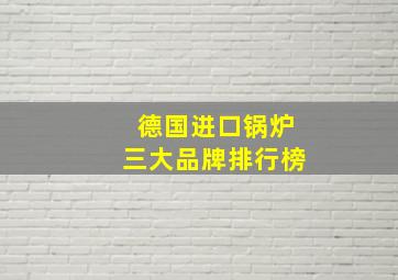 德国进口锅炉三大品牌排行榜