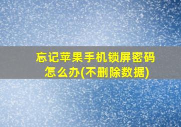 忘记苹果手机锁屏密码怎么办(不删除数据)