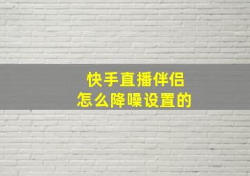 快手直播伴侣怎么降噪设置的